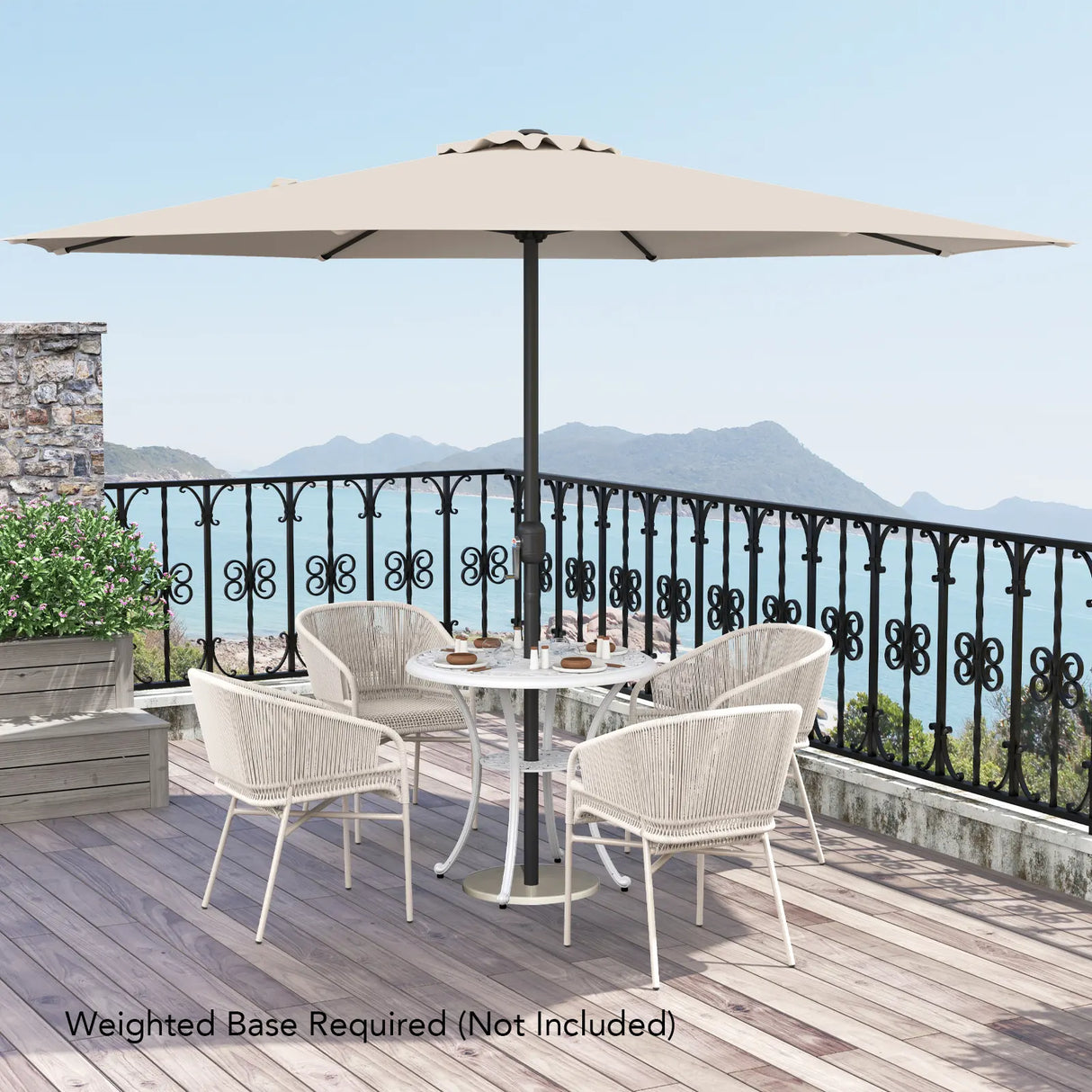 3.6 m Patio Outdoor Market Umbrella With Crank Handle-Beige
