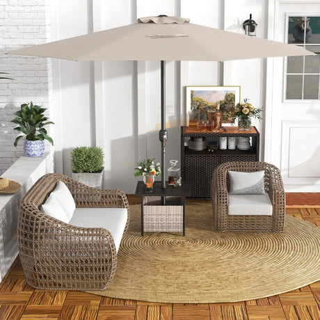 3.6 m Patio Outdoor Market Umbrella With Crank Handle-Beige