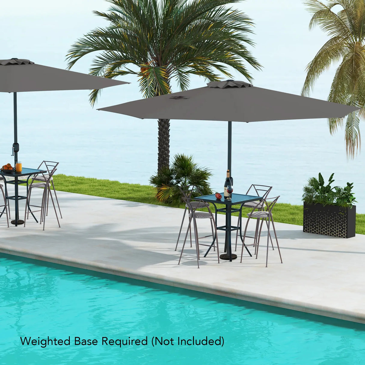 3.6 m Patio Outdoor Market Umbrella With Crank Handle-Grey