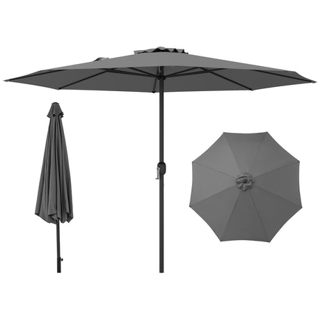 3.6 m Patio Outdoor Market Umbrella With Crank Handle-Grey