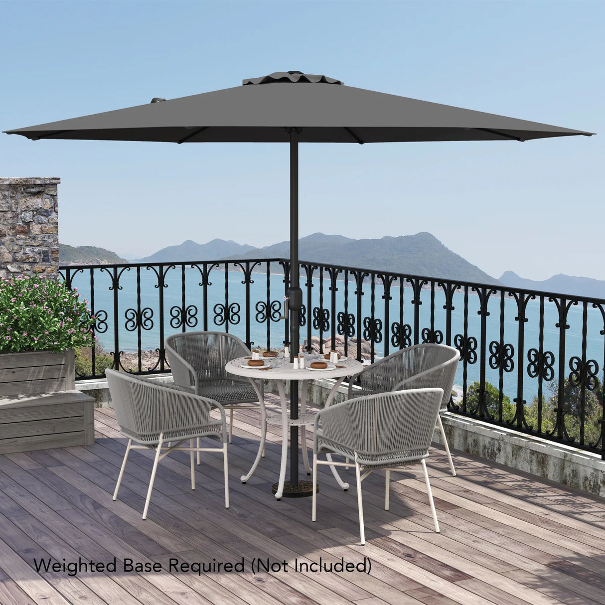 3.6 m Patio Outdoor Market Umbrella With Crank Handle-Grey
