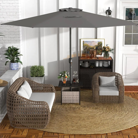 3.6 m Patio Outdoor Market Umbrella With Crank Handle-Grey