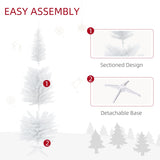 HOMCOM 6ft Unlit Artificial Christmas Tree, Pencil Slim Xmas Tree with Solid Stand and Realistic Branches, White