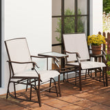 Outsunny Gliding Jack and Jill Seat, with Glass-Top Table - Brown/Beige