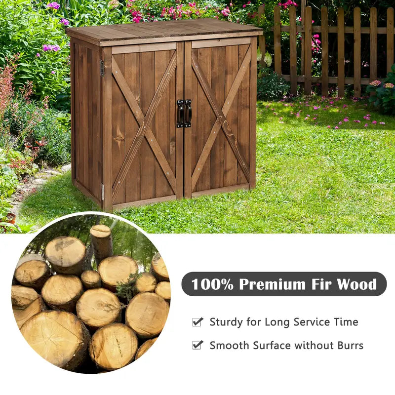 Garden Wooden Shed with Double Doors