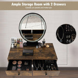 Dressing Table with Vanity Mirror and Stool-Natural