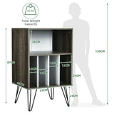 Record Player Stand with 5 Open Compartments for Living Room &amp; Bedroom-Brown