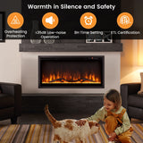 36"/91cm Linear Electric Fireplace with Log and Crystal Decor and Remote Contro-91 cm