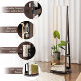 360 Rotating Mirrored Jewelry Cabinet Armoire 3 Color LED Modes Lockable-Espresso