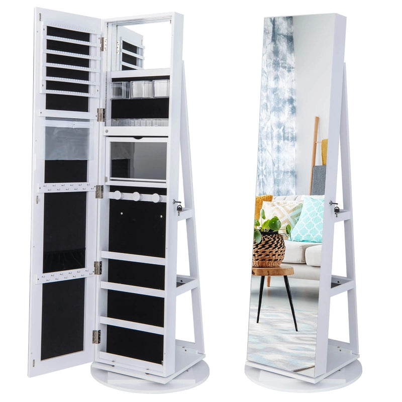 161CM (H) Jewelry Armoire with 360 Swivel Full Length Mirror & LED lights