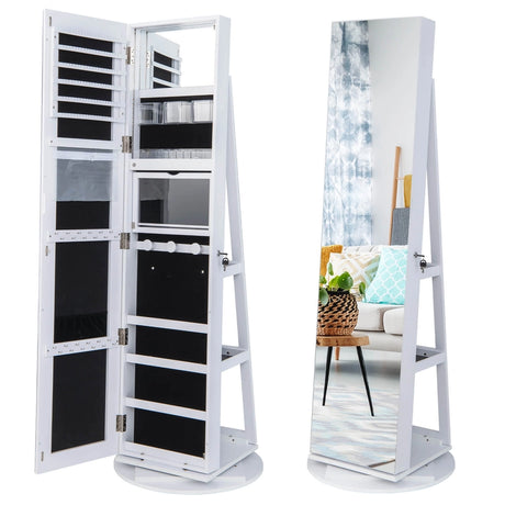 161CM (H) Jewelry Armoire with 360 Swivel Full Length Mirror & LED lights