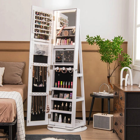 161CM (H) Jewelry Armoire with 360 Swivel Full Length Mirror & LED lights
