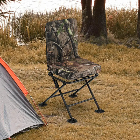 Swivel Folding Hunting Chair with Backrest and Padded Cushion-Camouflage