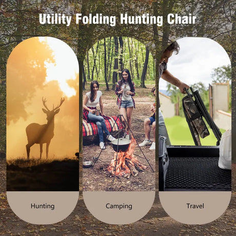 Swivel Folding Hunting Chair with Backrest and Padded Cushion-Camouflage