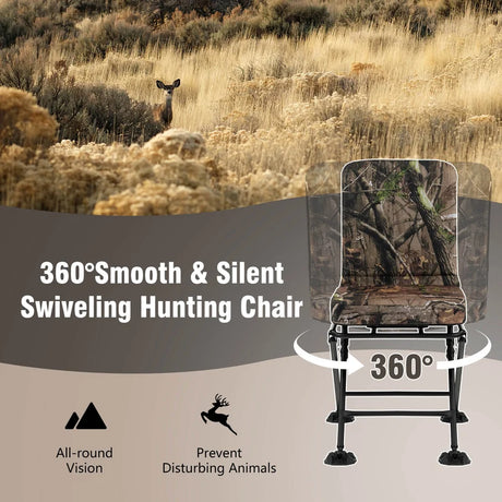 Swivel Folding Hunting Chair with Backrest and Padded Cushion-Camouflage