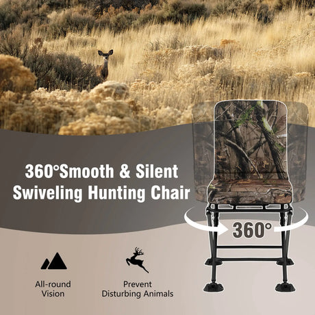 Swivel Folding Hunting Chair with Backrest and Padded Cushion-Camouflage