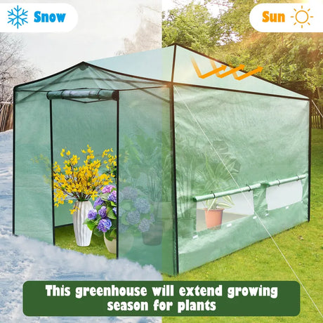 9 x 12 Feet Portable Folding Pop-up Greenhouse with Windows