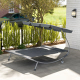 Outsunny Double Outdoor Bed, with Canopy - Light Grey