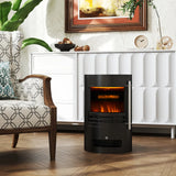 HOMCOM 1000W/2000W Freestanding Electric Fireplace, Indoor Heater Fire Stove with Log Burner Effect Flame, Thermostat Control