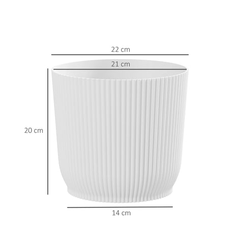Outsunny Set of Three 22cm Planters - White