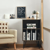 Record Player Stand with 5 Open Compartments for Living Room &amp; Bedroom-Brown