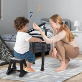 37 Keys Kids Piano Keyboard with Stool, Microphone and Piano Lid-Black