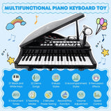 37 Keys Kids Piano Keyboard with Stool, Microphone and Piano Lid-Black