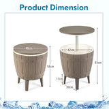 10 Gallon Cooler Bar Table Outdoor Coffee Table Ice Bucket with Telescopic Tabletop for Beer and Wine-Brown