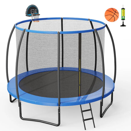 8/10 Feet Recreational Trampoline with Basketball Hoop-12 ft