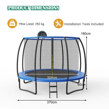 8/10 Feet Recreational Trampoline with Basketball Hoop-12 ft
