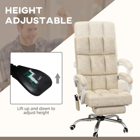 Vinsetto Massage Office Chair, Ergonomic Desk Chair, Comfy Work Study Chair with Heat, Padded Seat, 135 Reclining Back and Footrest for Home Office, Beige
