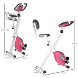 HOMCOM Exercise Bike Fitness Bicycle Indoor trainer Foldable 8-level Magnetic Resistance Adjustable w/LCD Monitor Pulse Sensor, Pink