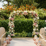 Outsunny Wedding Arch Backdrop Stand, Square Metal Arch Frame with U-shaped Stakes, Gold Wedding Arch, 6.6 FT