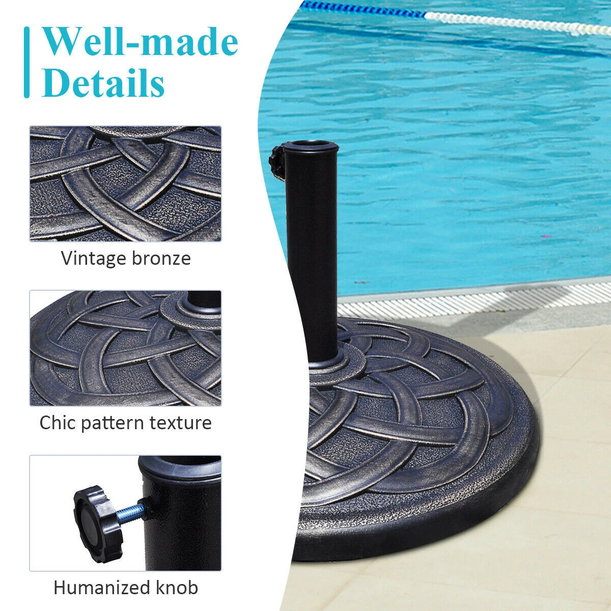 Umbrella Base Stand with Rust Free Resin for Backyard