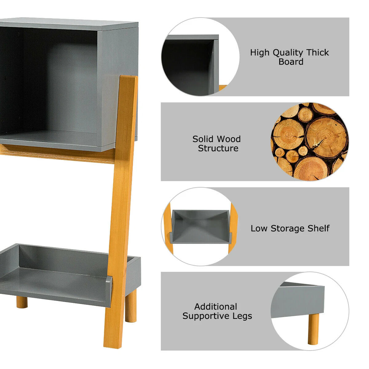 Nightstand End Table Side Table Freestanding Cabinet Utility Bookshelf