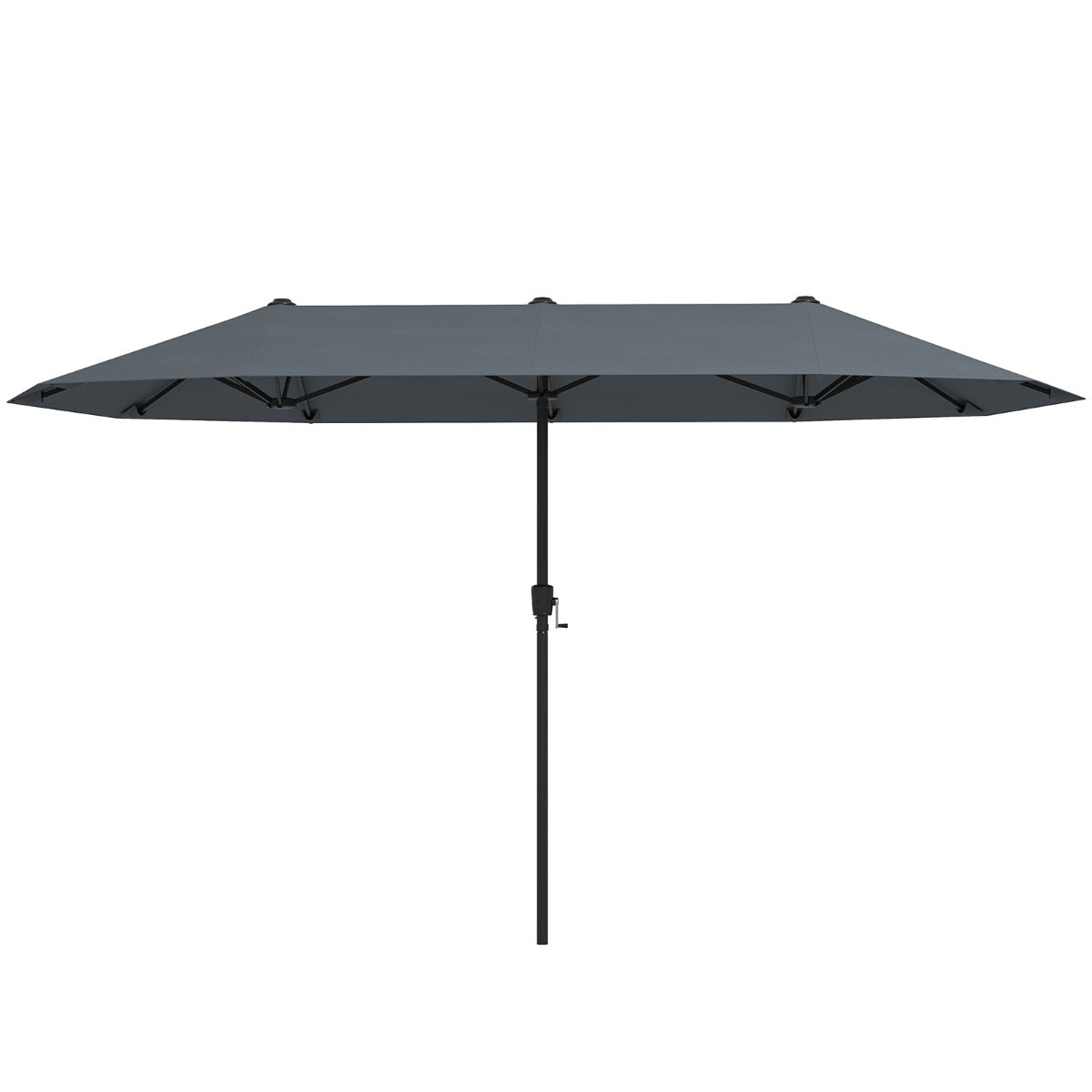 13 FT Large Patio Umbrella Outdoor Double-Sided Table Market Umbrella with Crank Handle-Gray