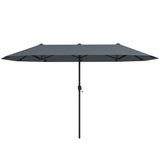 13 FT Large Patio Umbrella Outdoor Double-Sided Table Market Umbrella with Crank Handle-Gray