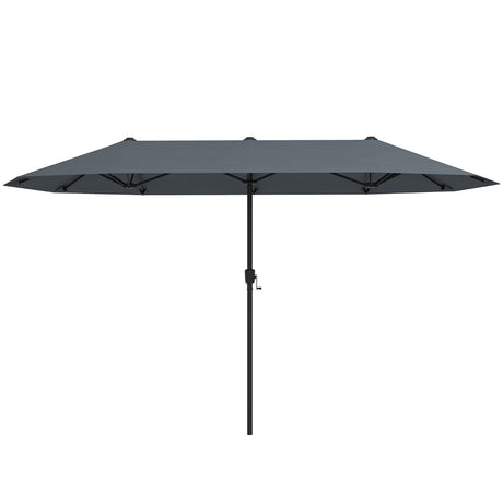 13 FT Large Patio Umbrella Outdoor Double-Sided Table Market Umbrella with Crank Handle-Gray