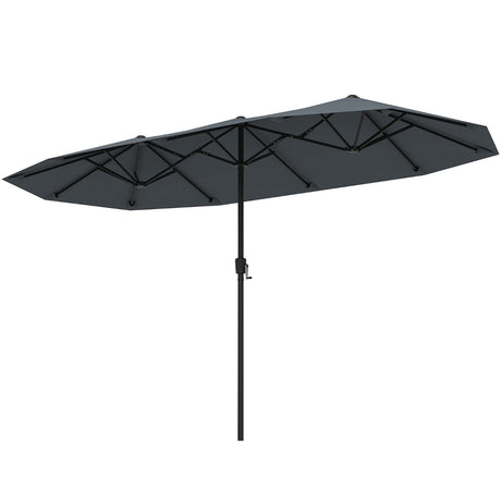 13 FT Large Patio Umbrella Outdoor Double-Sided Table Market Umbrella with Crank Handle-Gray