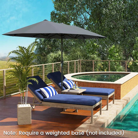 13 FT Large Patio Umbrella Outdoor Double-Sided Table Market Umbrella with Crank Handle-Gray
