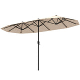 13 FT Large Patio Umbrella Outdoor Double-Sided Table Market Umbrella with Crank Handle-Beige
