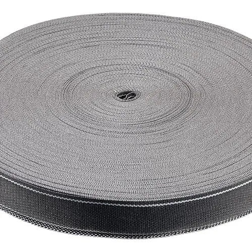 38mm Black/White Rigid Polypropylene Webbing metre