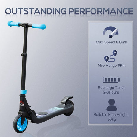 HOMCOM Folding Electric Scooter with Brake, for Ages 6+ Years, 8km/h Maximum Speed, Blue