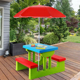 Kids Picnic Folding Table and Bench with Umbrella