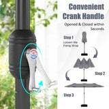 393 cm Double-Sided Patio Umbrella with Base and Solar Lights-Grey