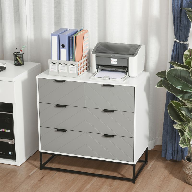 HOMCOM Chest of Drawers with Metal Handles Freestanding Dresser for Bedroom, Living Room