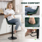 HOMCOM Set of Two Faux Leather Bar Stools - Dark Green