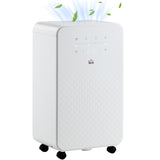 HOMCOM 2000mL Portable Dehumidifier with Air Purifier, 24H Timer, 5 Modes, 10L/Day, for Home Laundry, White