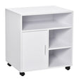 HOMCOM Multi-Storage Printer Stand Unit Office Desk Side Mobile Storage w/ Wheels Modern Style 60L x 50W x 65.5H cm - White