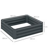 Outsunny Set of 2 291L Raised Garden Bed, Elevated Galvanised Planter Box for Flowers, Herbs, 100x100x30cm, Dark Grey